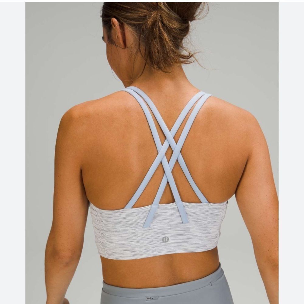 LULULEMON Energy Bra Crossback Gray/Blue Workout Yoga Athleisure looks like S